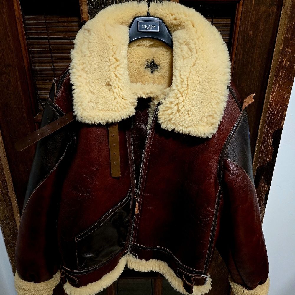 WWII Repro..Areo Leather B3 Shearling, Merino Wool, Bomber Coat/Jacket Sz. 48